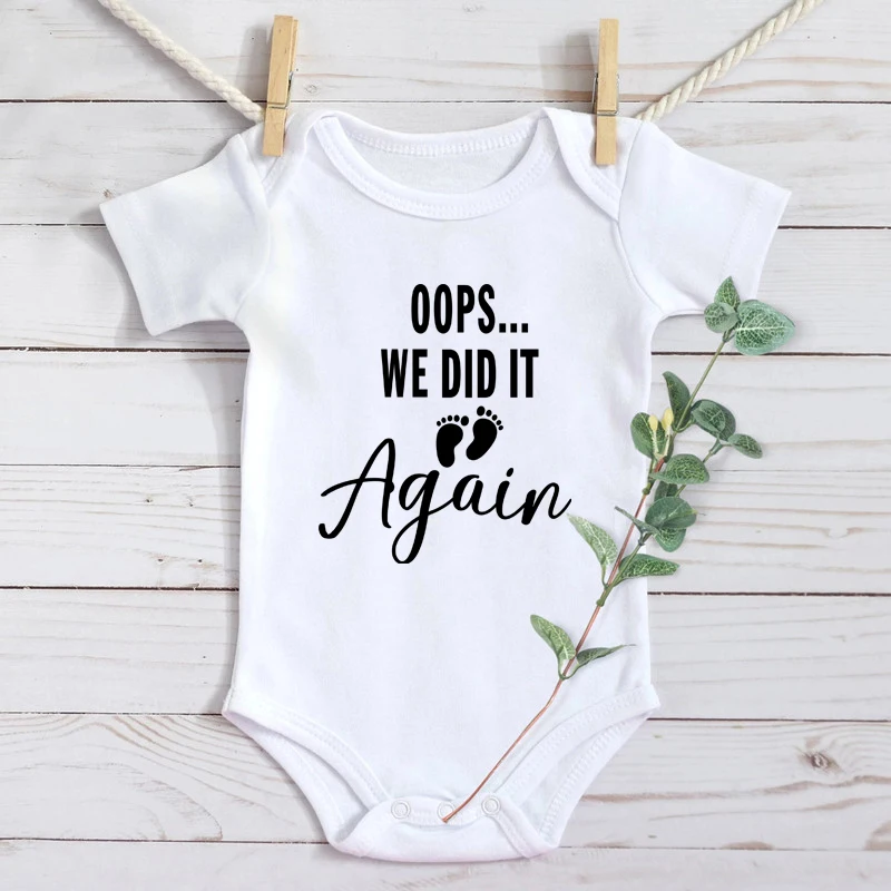 

Oops We Did It Again Funny Pregnancy Announcement Baby Onesies Short Sleeve Infant Rompers Body Baby Boys Girls Jumpsuit Clothes