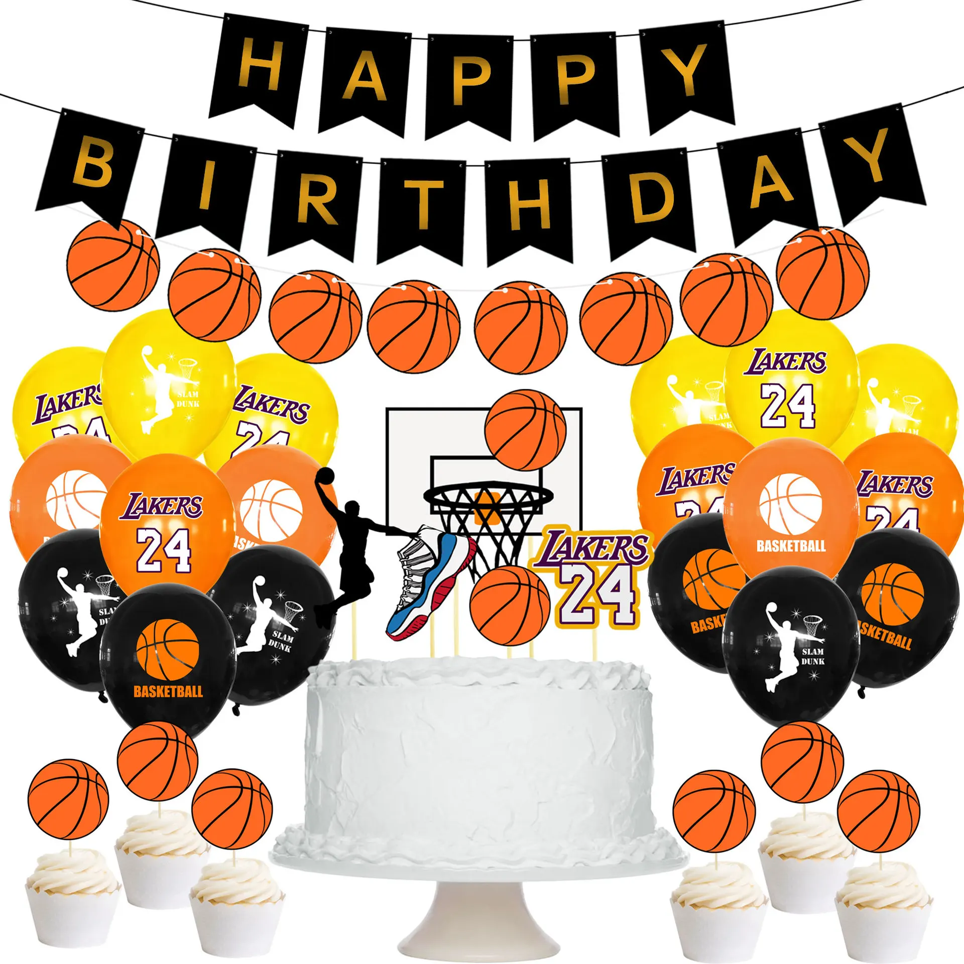 

New Original Basketball Theme Basketball Birthday Balloon Commemorative 24 Party Layout