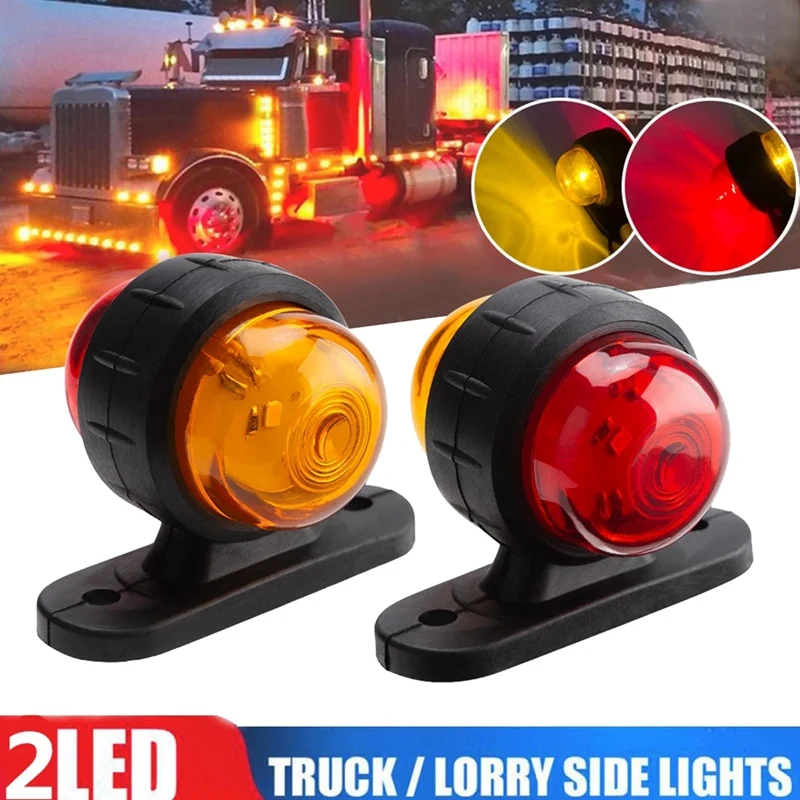 2Pcs Truck Trailer Led Lampen 24V Auto Zijmarkeringslichten Waarschuwing Signaal Zijmarkeringslamp