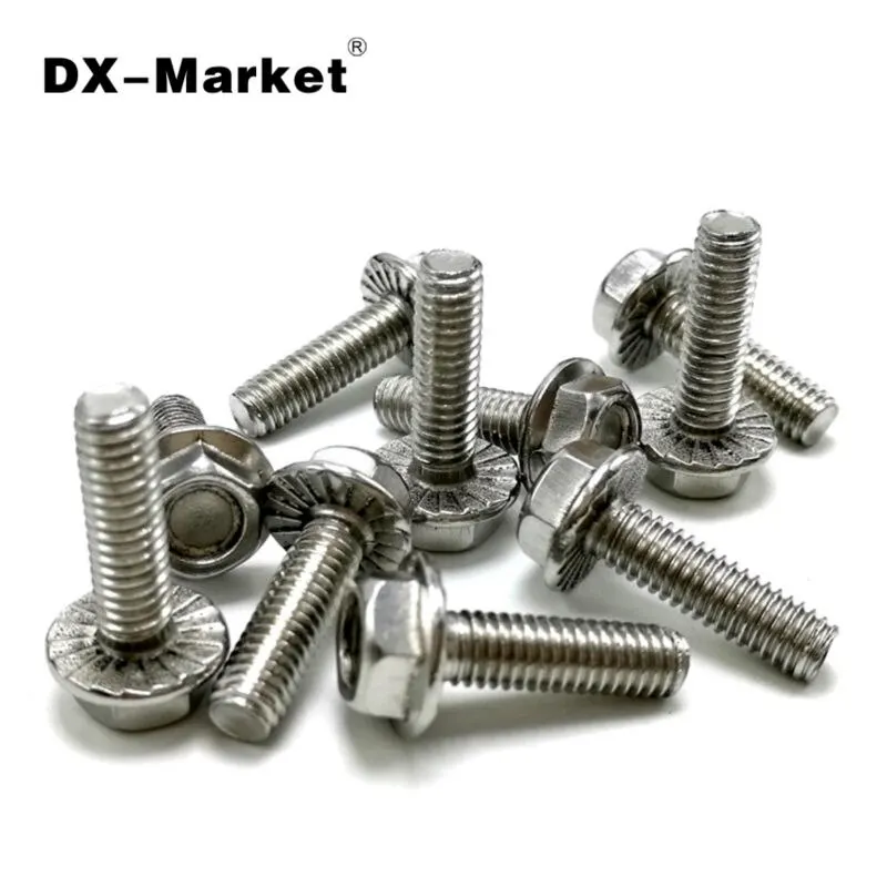 M8 Hex Flange Screw Motor Vehicle Bolt , 304 Stainless Steel Metric Hex Head Flange Engine Fasteners 10mm-100mm ,A028