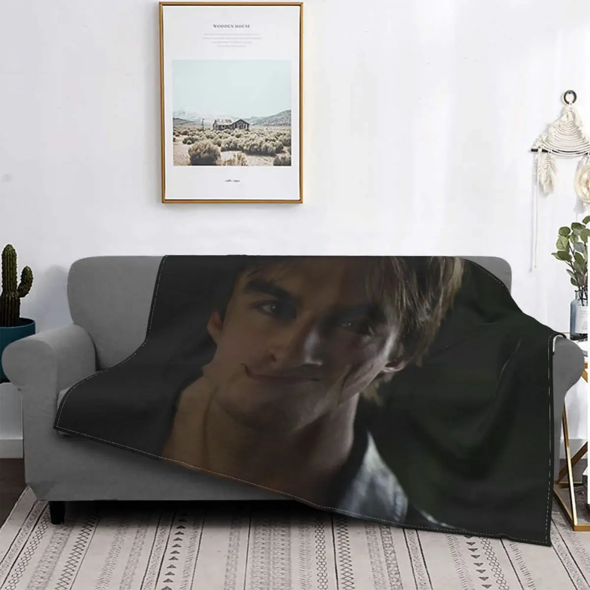 Damon Salvatore Blankets Fleece Decoration Ultra-Soft Throw Blankets for Bedding Bedroom Plush Thin Quilt