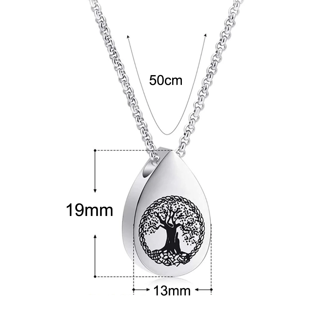 Life Of Tree Teardrop Stainless Steel Keepsake Ashes Necklace Urn Pendant  Cremation Memorial Locket Jewelry