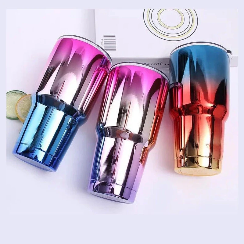 Wholesale 30oz Wine Tumbler Gradient Car Cups Stainless Steel Vacuum Flasks Large Capacity Water Bottle Colorful Gift For Man