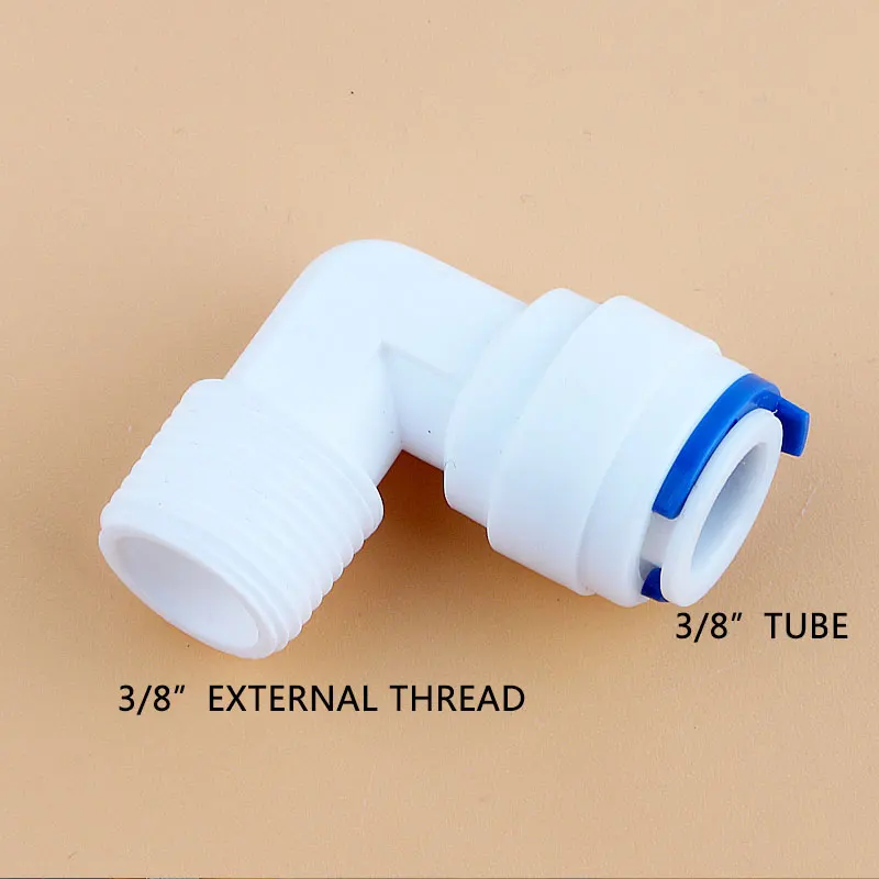 3/8" External thread to 3/8" Tube pipe Connection 4066 Elbow diameter 16MM Quick connection filter RO Water White fast joint