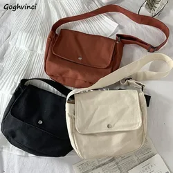 Crossbody Bags Women Canvas Vintage Book Bag All-match Solid Harajuku Fashion Leisure Students Chic Street BF Ulzzang Retro Ins