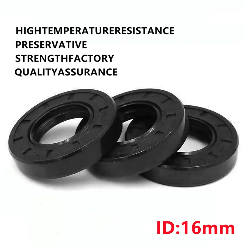 NBR Shaft Oil Seal TC-15*16*20/21/22/24/25/26/27/28/30/32/35*4/5/5.5/6/7/8/9/10mm Nitrile Covered Double Lip With Garter