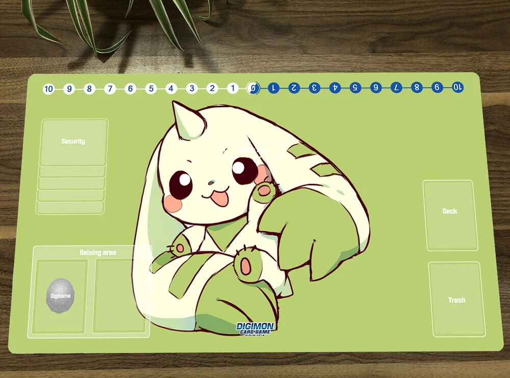 Anime Digimon Playmat Board Terriermon Trading Card Game Mat DTCG CCG TCG Mat Mouse Pad Work Desk Mat With Card Zones Free Bag