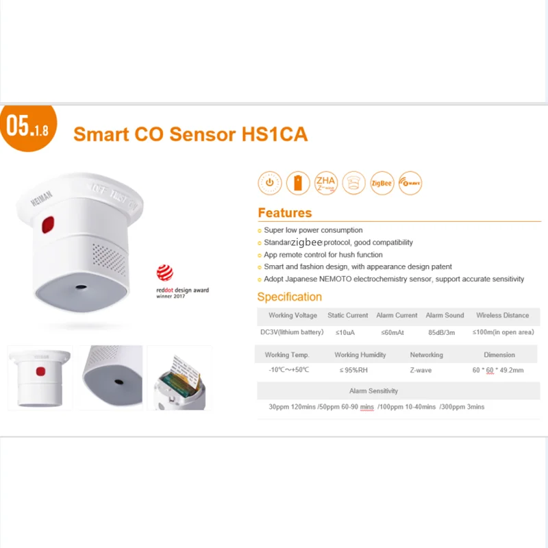 Tuya Zigbee Carbon Monoxide Detector CO Gas Alarm Sensor Control Compatible with Moes SONOFF Alex