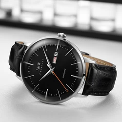 Japan MIYOTA Automatic Watch 3D Curved Sapphire Mechanical Wristwatches Waterproof Leather Strap Double Calendar Watches for Men