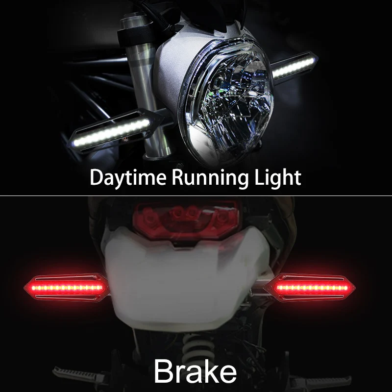 4X LED Motorcycle Turn Signals Flowing Water Tail Light Motorcycles Flashing motorcycle turn signal Indicato