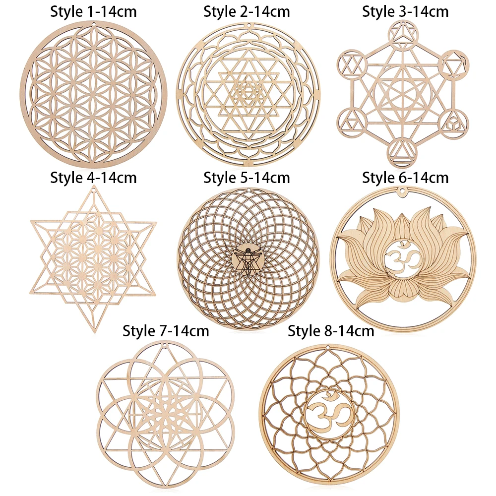 14cm Wooden Wall Sign Flower of Life Shape Laser Cut Wood Wall Art Home Decor Coasters Craft Making Sacred Geometry Ornament