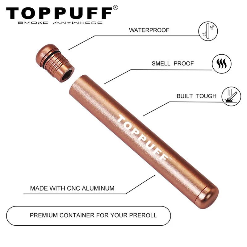 TOPPUFF Aluminum Tube Container Fashion Mature Roller Cigarette Herb Rolling Manual Stash Jar New Gadgets gadget