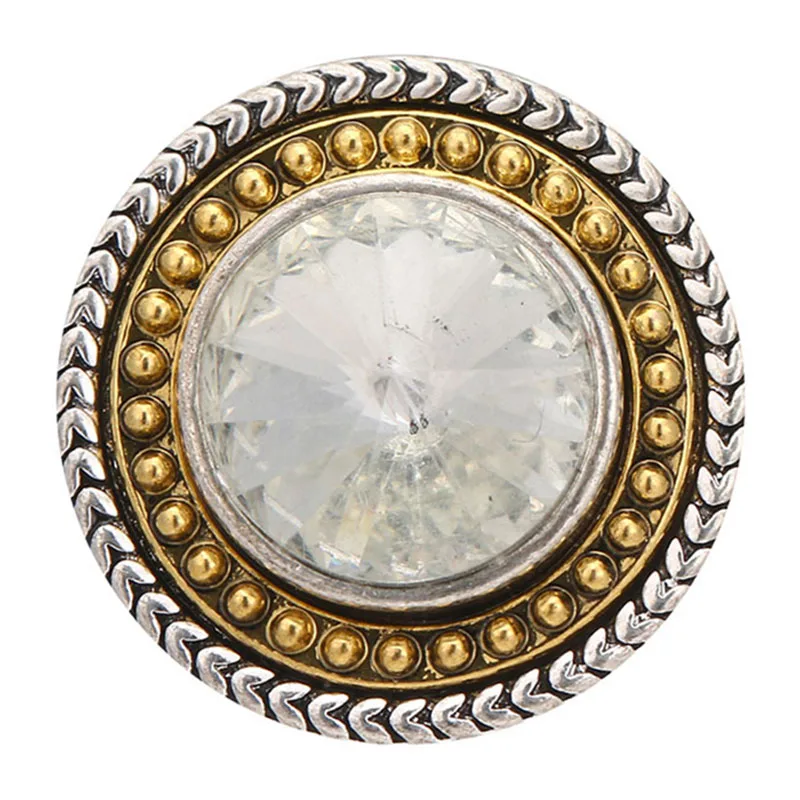 KZ3574 New golden round beauty rhinestone colorful 18MM snap buttons fit DIY 18MM snap bracelet snap jewelry Gift