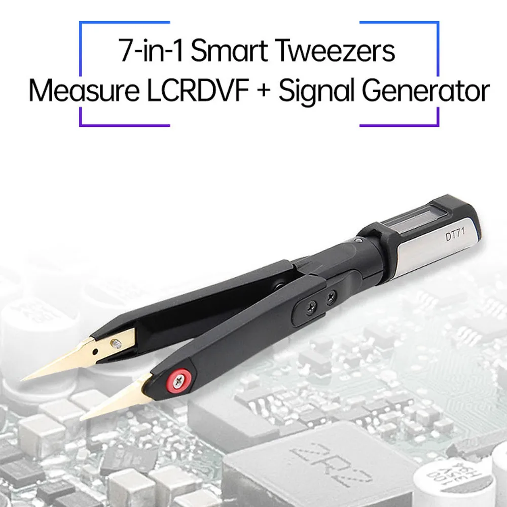 DT71 Mini Digital Tweezers Smart SMD Tester Portable LCR Meter Diode Resistor Capacitor Checker 10KHz Signal Generator Auto Scan