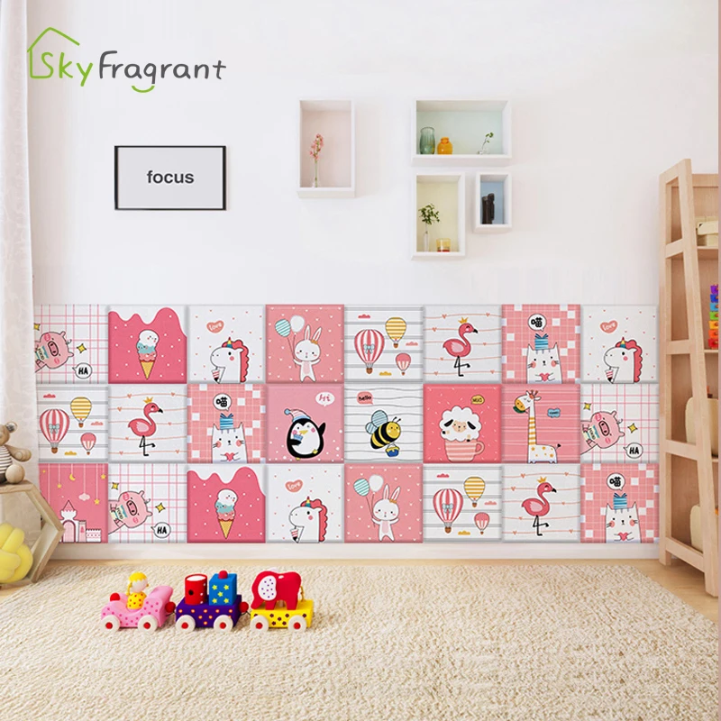 Kindergarten Cartoon Anti-Collision Wall Stickers For Kids Rooms 3D Soft Wall Decoration Self Adhesive Home Wall Decor Sticker