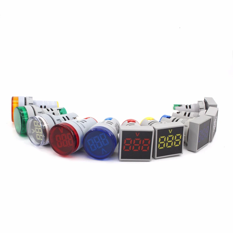 

22MM AC 20-500V Voltmeter Mini LED Digital Display Voltage Meter Round Square Panel Indicator Signal Lamp Warning Boat Lights