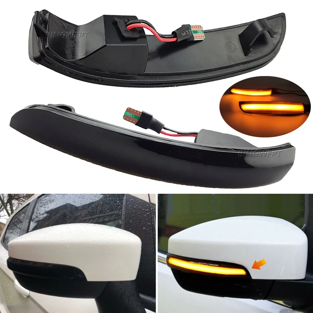 LED Dynamic Turn Signal Light Flowing Water Blinker Flashing Light For Ford Kuga Escape EcoSport EDGE 2013-2018