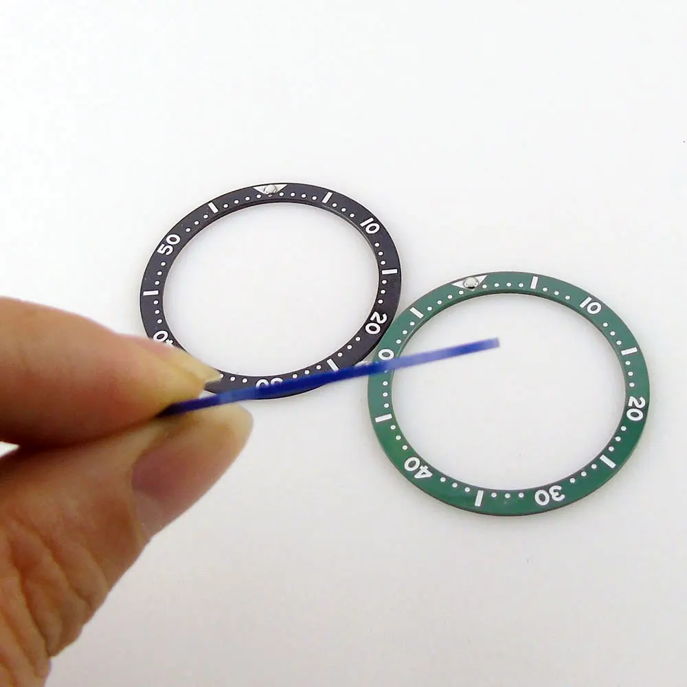 Inserto de anillo biselado de reloj de cerámica plana de 38mm para movimiento SKXOO7, piezas de reloj de pulsera de Color negro/azul/verde