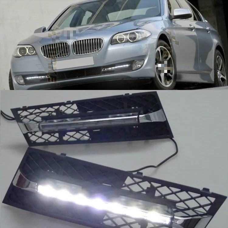 

2pcs For BMW 5 Series F10 F18 2009-2013 6000K White Light LED Daytime Driving Running Light DRL Car Fog Lamp