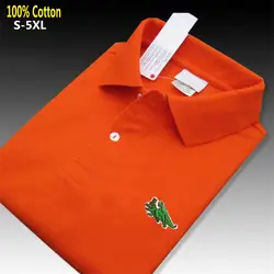 Camisas Polos de Manga Curta Masculina, Camisas de Marca Casual, Tops de Logotipo Bordado, Roupas Masculinas, 100% Algodão, XS-5XL, Novo, Verão