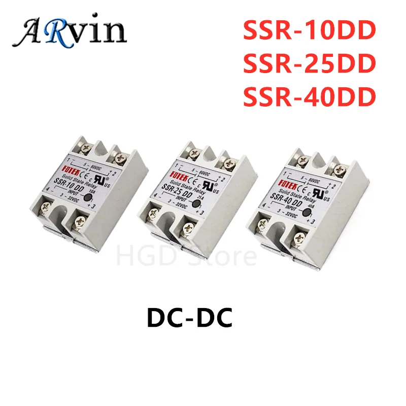 Solid State Relay SSR-10DD SSR-25DD SSR-40DD 10A 25A 40A AC Control DC Relais 3-32VDC TO 5-60VDC SSR 10AA 25AA 40AA