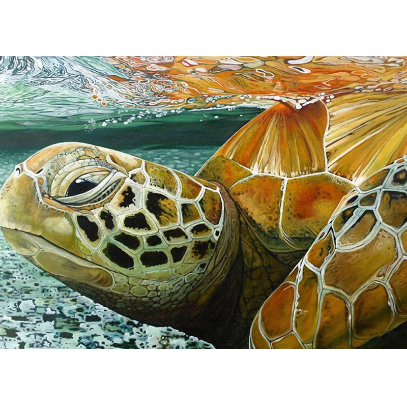 Diamond Embroidery Turtles Full Square Drill Diamond Painting Ocean Theme Cross-Stitch Animal Picture Diamond Mosaic Wall Decor