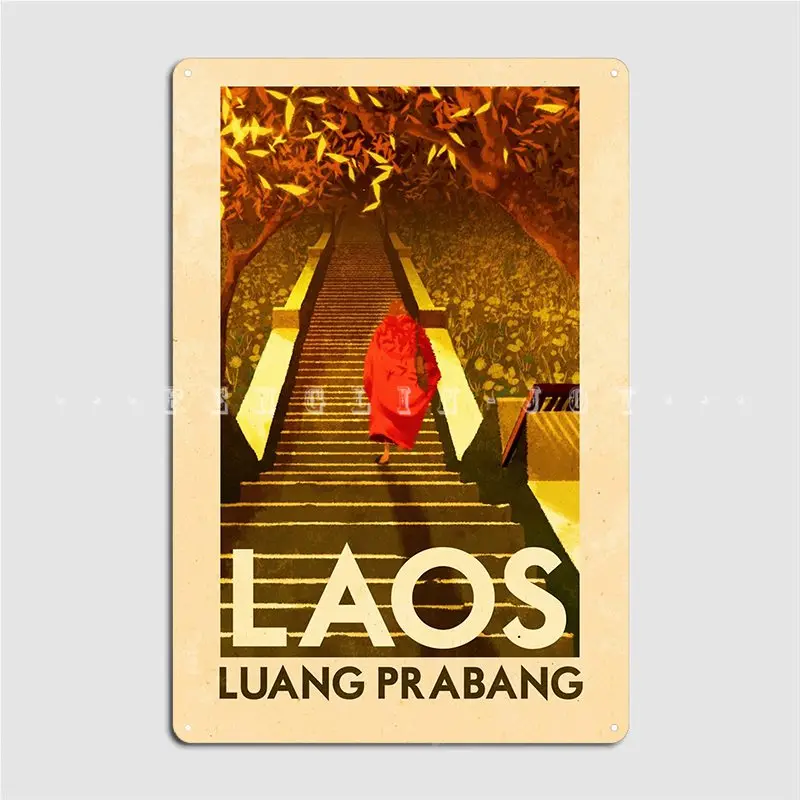 Travel Posters Luang Prabang Laos Metal Sign Cinema Kitchen Customize Garage Club Painting Décor Tin Sign Poster