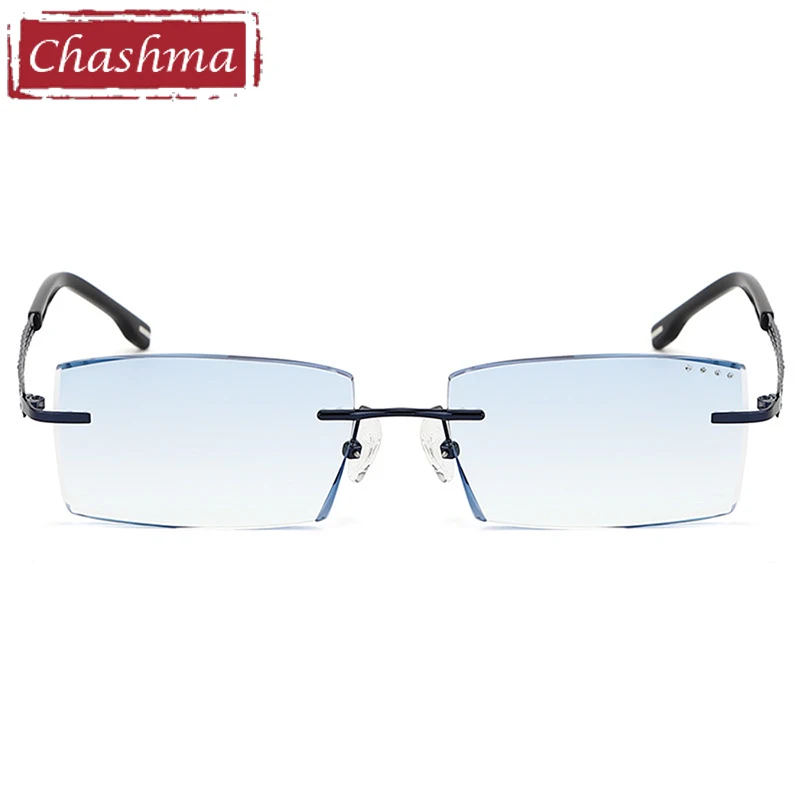 Titan Rezept Linsen Brillen Männer Luxus Farbton Linsen Myopie Lesebrille Diamant Schneiden Randlose Rahmen