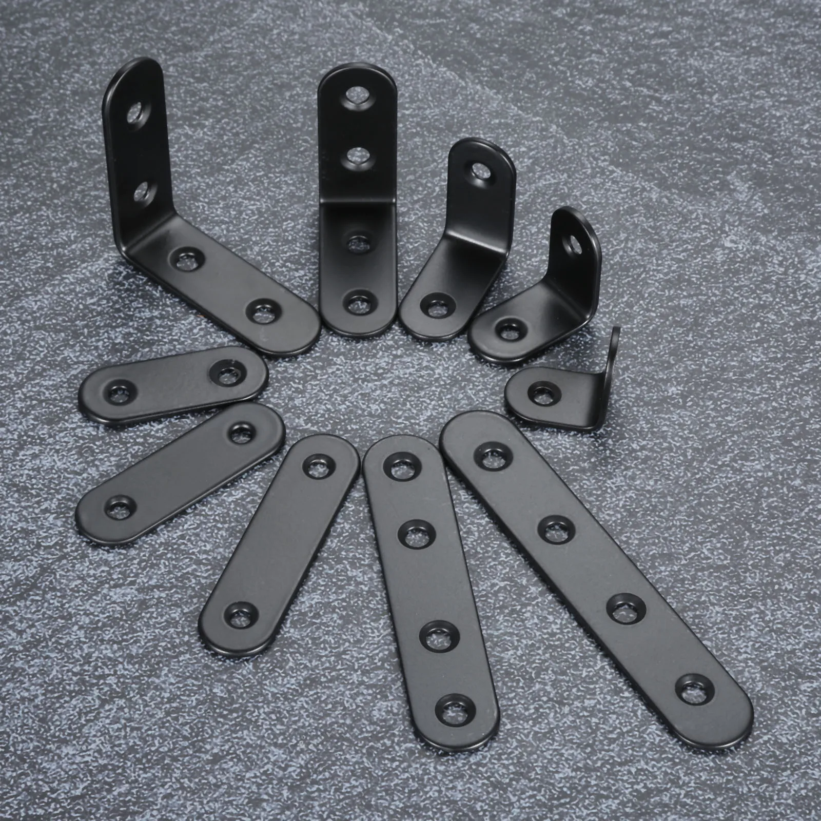 10pcs Black Corner Brace Brackets Supporting L-Shaped Brackets With Screws Fixing Right Angle Corners Brace Furniture Hardware