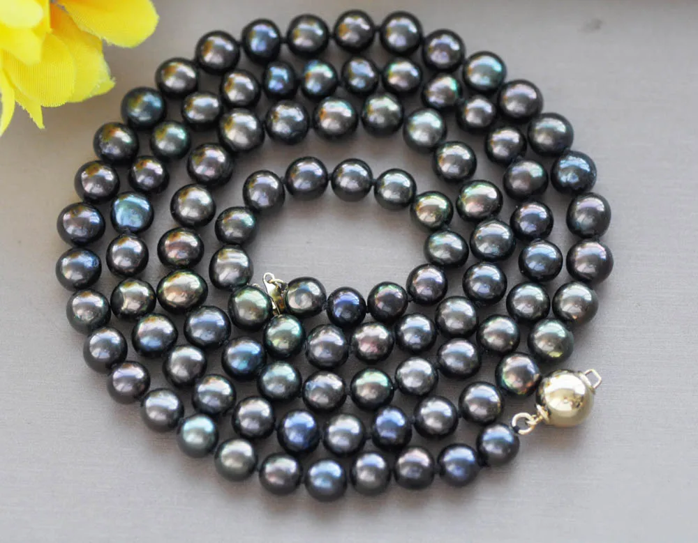 

Z11088 32" 9mm Black Round Freshwater Pearl Choker Necklace