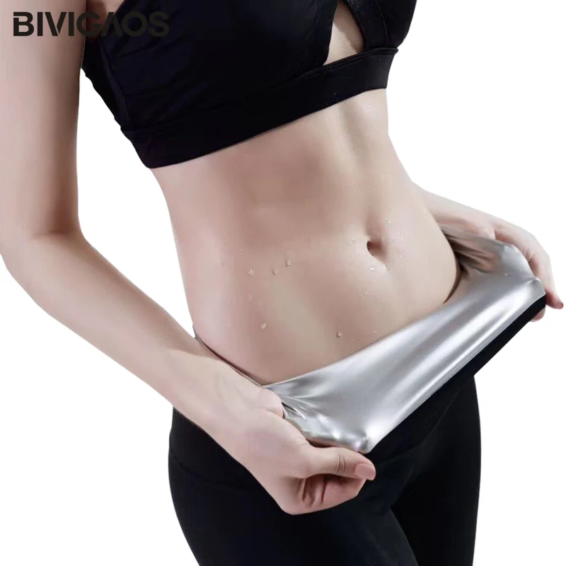 BIVIGAOS Sport Sweat Leggings Women High Waist Belly Fat Burning Fitness Leggings Pants Black Body-hugging Leggings Waist Shaper