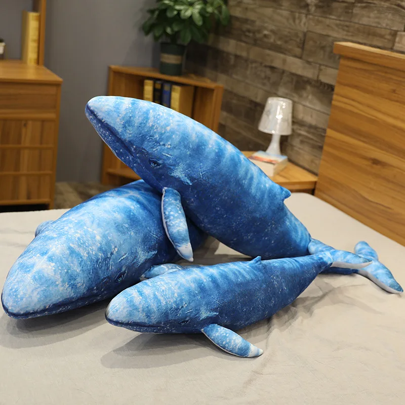 55-130cm Giant Blue Whale Plush Toys Big Fish doll Whale stuffed plush sea animals Children Birthday Gift