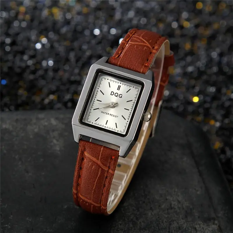 Elegant Ladies Wrist Watches 2021 Luxury Brand Women Fashion Brown Watch Classic Retro Square Female Quartz Leather Dress Clock