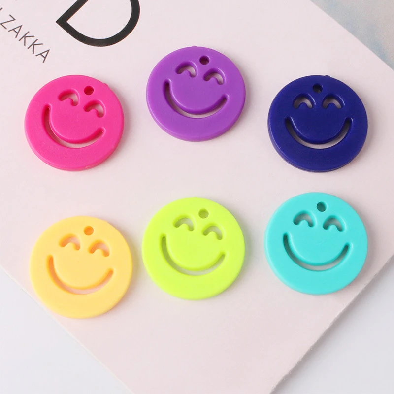 10pcs Colorful Hollow Double Smiling Face Acrylic Charms For Jewelry Making Fashion Earring Pendant Necklace Bracelet Charm C161