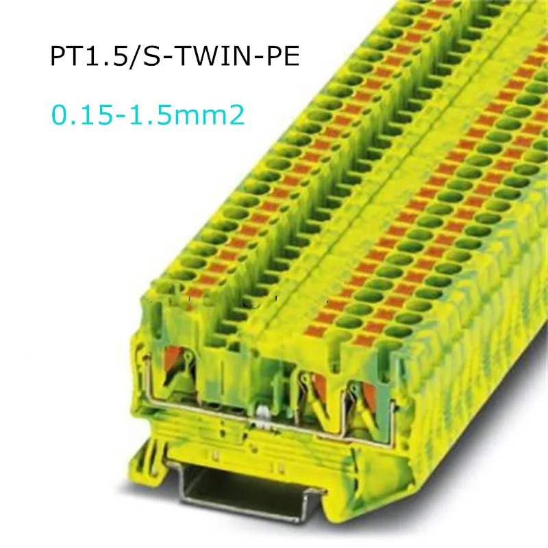

10pcs PT 1.5/S-TWIN-PE 3208171 Din Rail Super Thin Quick Wiring Terminal Blocks Fast Connector Cable Earth Conductor Terminals
