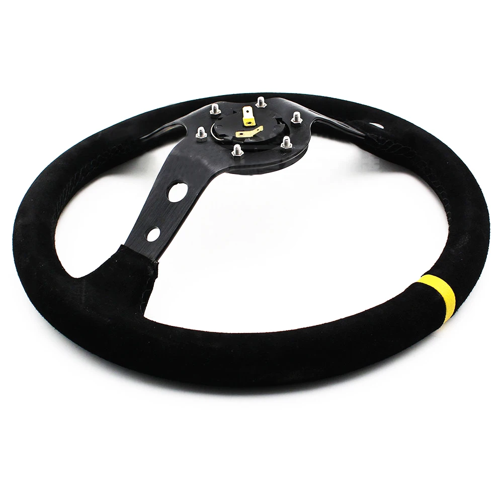 ホット! スエードとレザーのユニバーサルカーステアリングホイール,レーシングスポーツ用,350mm