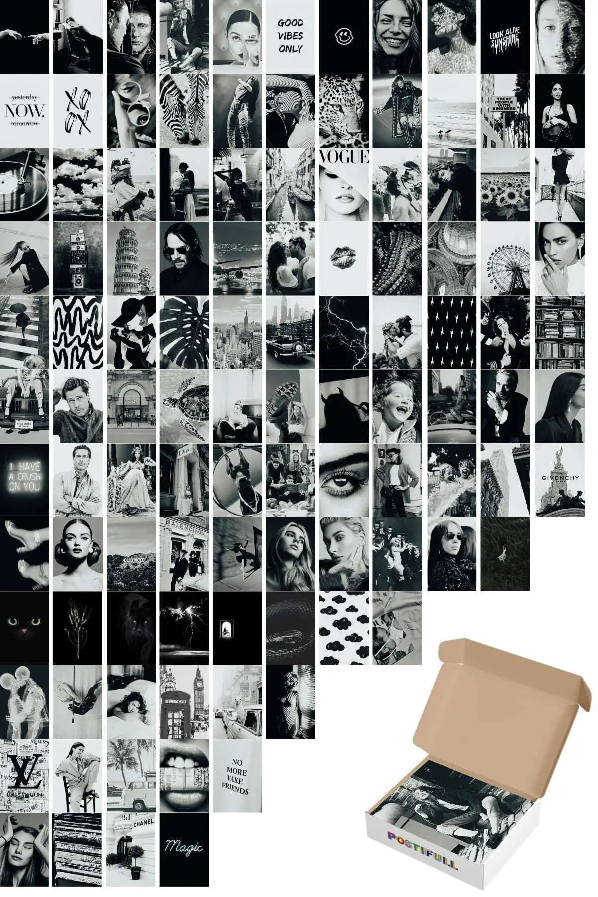 Black And White Wall Poster Collage Set - 110 Pcs-Aesthetic-Poster Set-10cm * 15cm