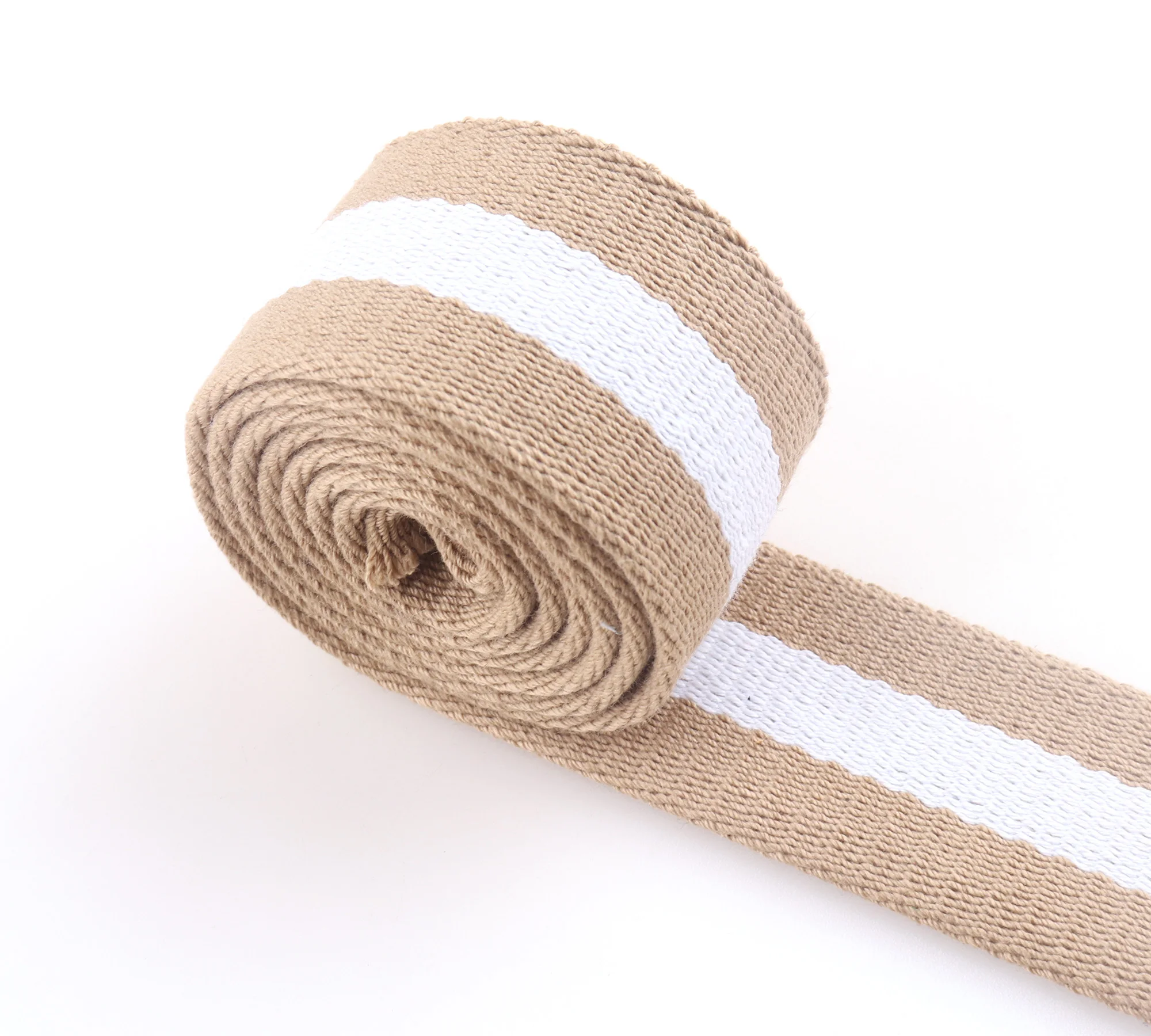 Khaki Cotton Webbing 38mm Stripes Straps Webbing Canvas Webbing Key Fobs Strap Webbing Dog collar Bag Strap