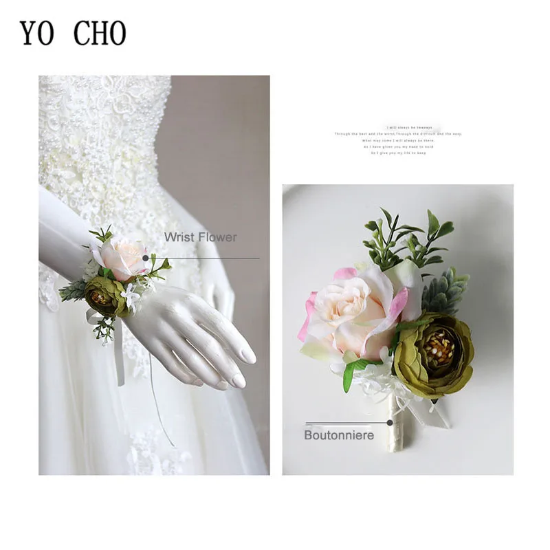 Yo Cho Boutonniere Bloemen Bruiloft Corsage Pins Wit Roze Bruidegom Boutonniere Knoopsgat Mannen Wedding Getuige Huwelijk Accessoires