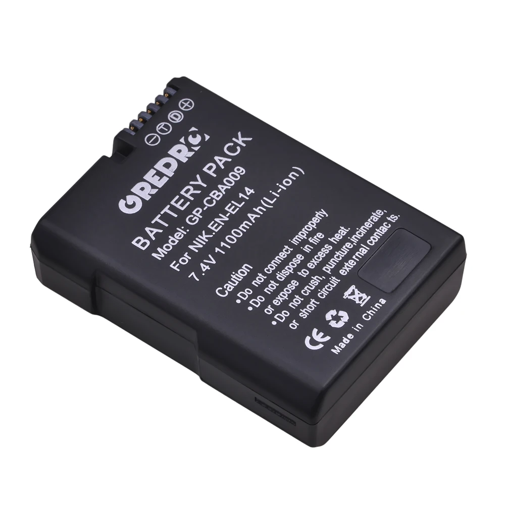 Bateria de 1100mah para nikon en el14 el14a, carregador de carga, modelo d5200 d3100 d3200 d5100 p7000 p7100