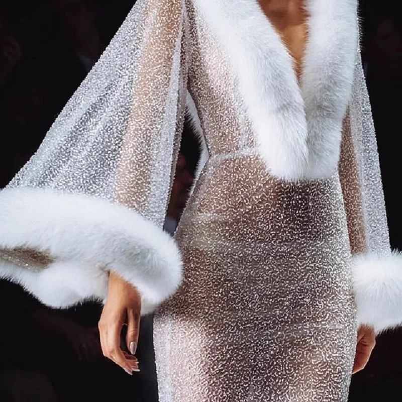 화이트 모피 목욕 가운 여성용 가운 및 가운 목욕 가운 나이트 드레스 잠옷 여성용 잠옷 가운 가운 여성용 란제리