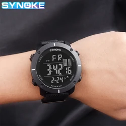 SYNOKE-Montre de sport militaire pour homme, étanche à 50m, décontractée, avec chronographe numérique