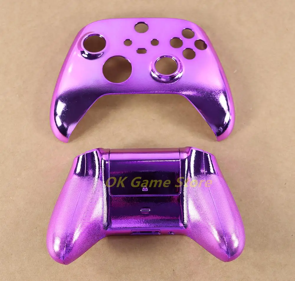 مجموعة واحدة من حافظة الكروم الأمامية + الخلفية لوحدة تحكم Xbox Series X S غطاء تصفيح لاستبدال سلسلة Xbox #5