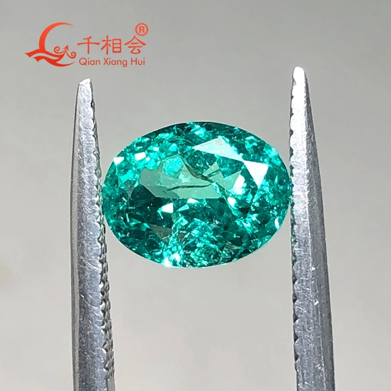 7*9mm Oval shape Natural Cut lab grown Green Sapphire Loose Gem Stone with Minor Cracks And Inclusions Corundum