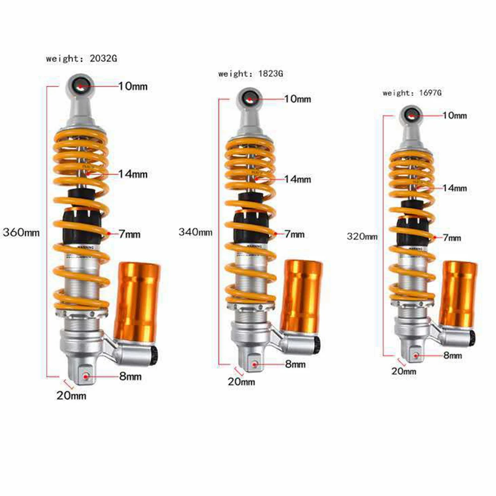 320 to 360mm Motorcycle Rear Inverted Air Shock Absorber For Yamaha BWS Nmax Nvx Aerox155 Xmax300 Pcx150 Pgo Gtr125 Scooter