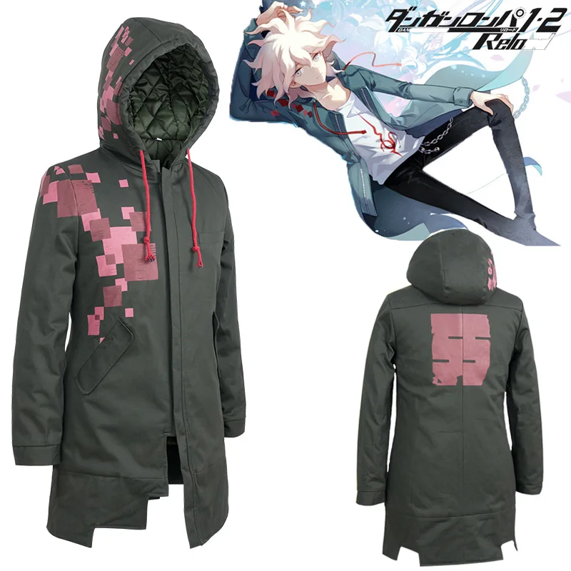 

Super Danganronpa 2 Komaeda Nagito Jacket Hoodies Army Green Color Coat Anime Cosplay Costume Autumn Winter Long Trench