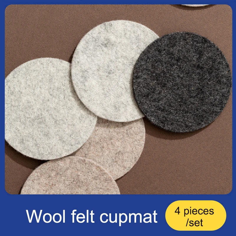 

4 pieces / set Wool felt coaster Insulation pads Water Cup Mat Wool absorbs water Creative Round Mat Tea Coaster