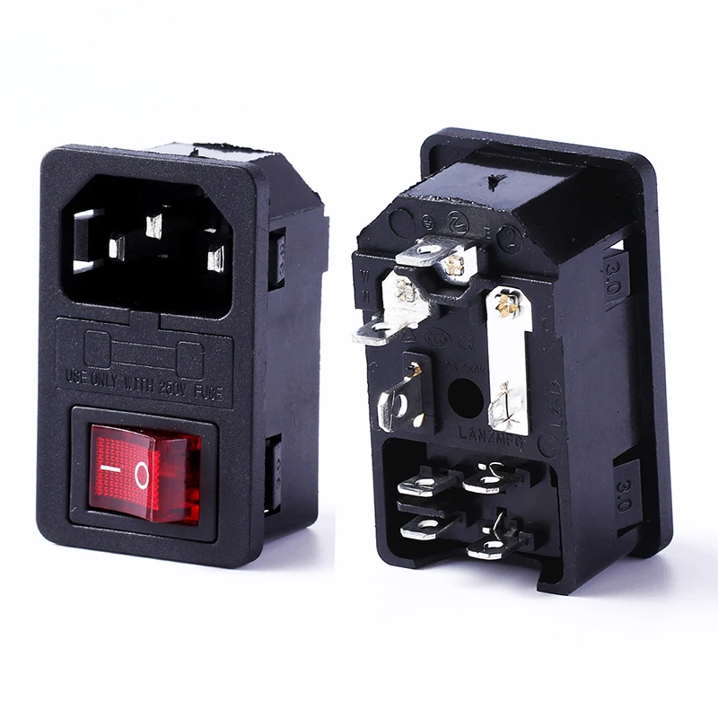 LZ-14-F4 CE C14 AC Power Socket With Fuse holder Rocker Switch 250V 10A