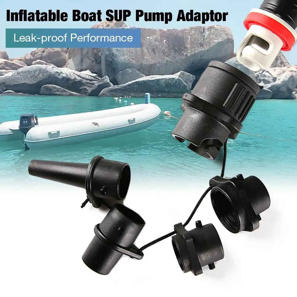 Inflatable Boat Pump Adaptor Rubber Boat Kayak Air Valve Adaptor Tire Compressor Converter 4 Nozzle Leak-proof Multifunctional