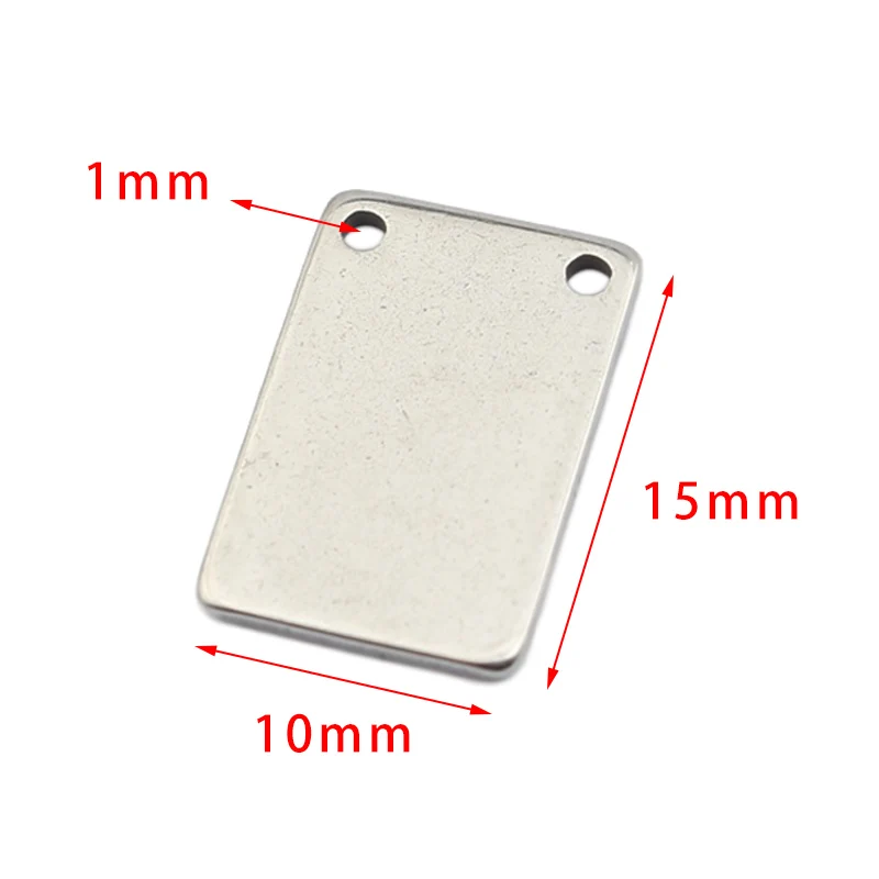 20pcs Stainless Steel Rectangle Blank Stamping Necklace Pendant Connectors Disc Tags Diy For Jewelry Bracelet Making Components